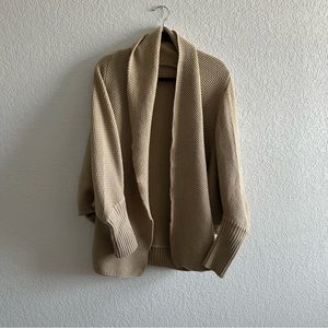 Khaki Dolman Sleeve Open Front Knit Cardigan Sweater